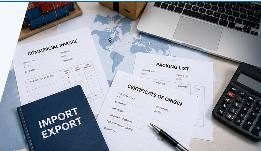 International trade documentation, import export paperwork and compliance materials